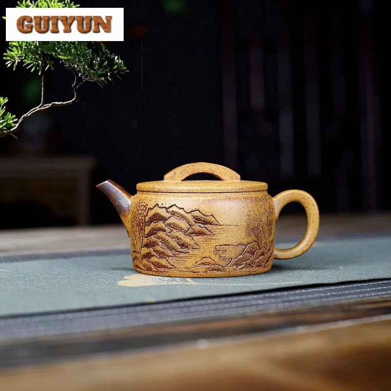 

230ml Yixing Purple Clay Teapots Handmade Large Caliber Pot Raw Ore Hyperthermia Section Mud Tea Making Kettle Zisha Teaset Gift