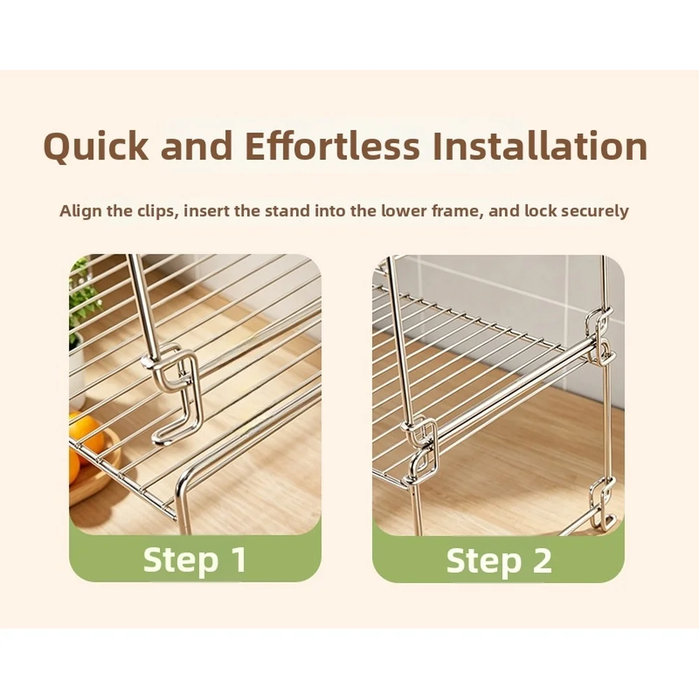 Countertop Stackable Shelf Made of 201 Stainless Steel for Organizing For Spices Utensils and Small Kitchen Tools
