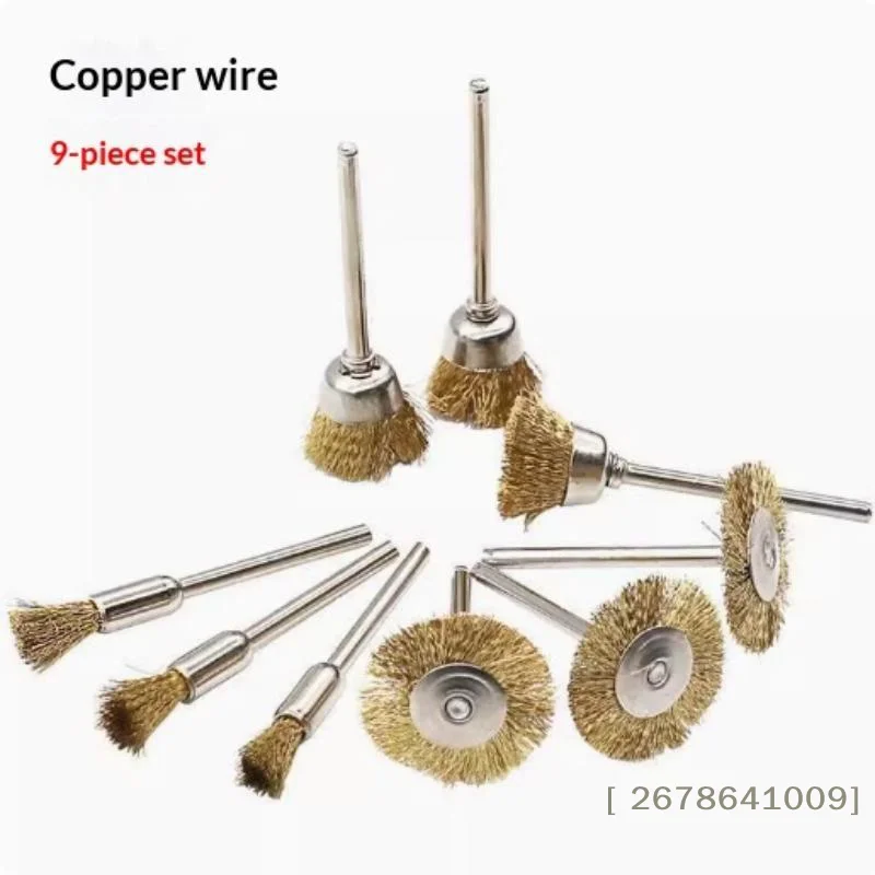 ⚑ 9-teiliges Mini-Stahlbürsten-Set für Bohrmaschinen, Rotationswerkzeug, Reinigungsbürste, Metallrost-Entferner, Polierscheibe