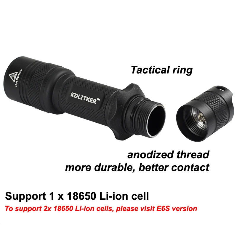 KDLITKER E6 P6 Style 18650 Flashlight Host