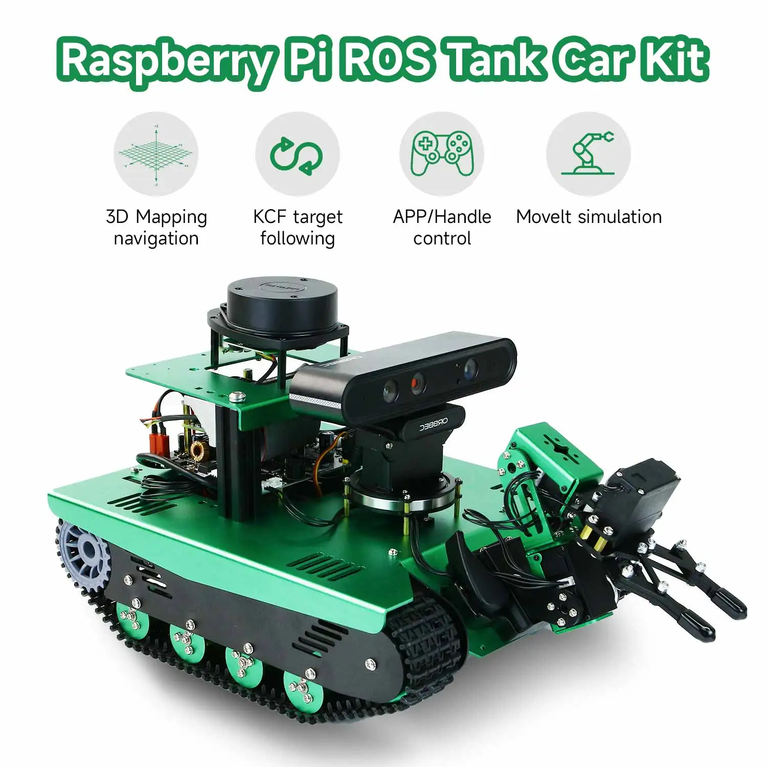 Yahboom ROS Tank Car With Robotic Arm Support Lidar Avoiding Tracking Autopilot Python Programming Based on Raspberry Pi 4B