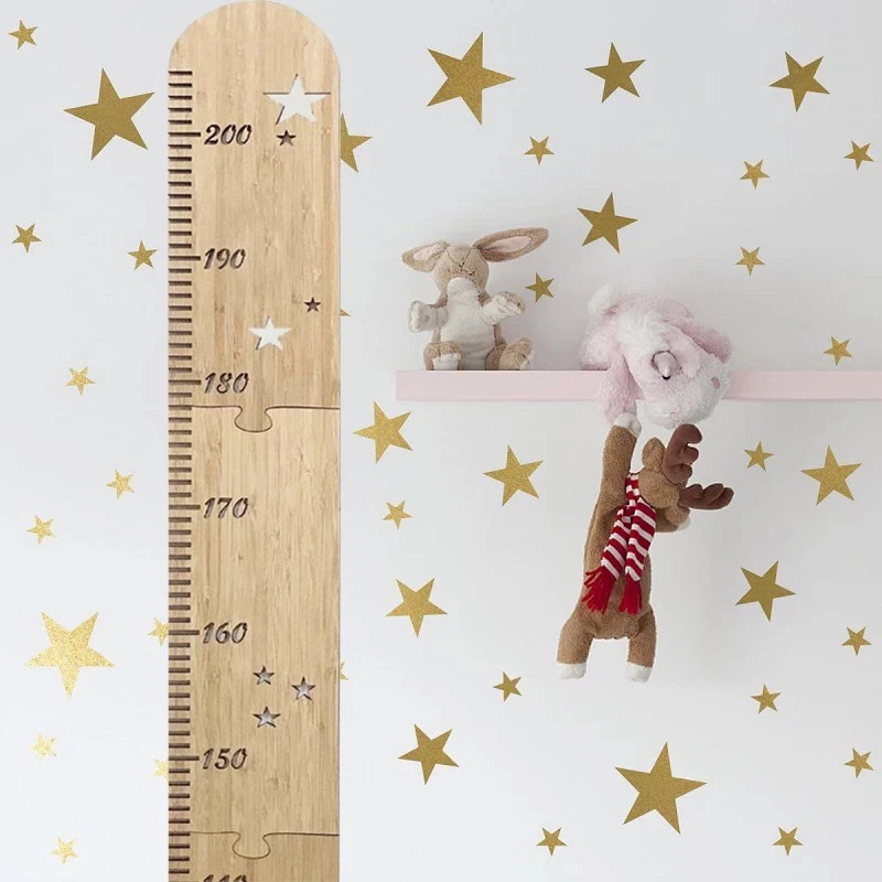 Nordic Wooden Kids Height Growth Chart Ruler Baby Children Height Gauge Room Decoration Wall Meter Measurement Stickers