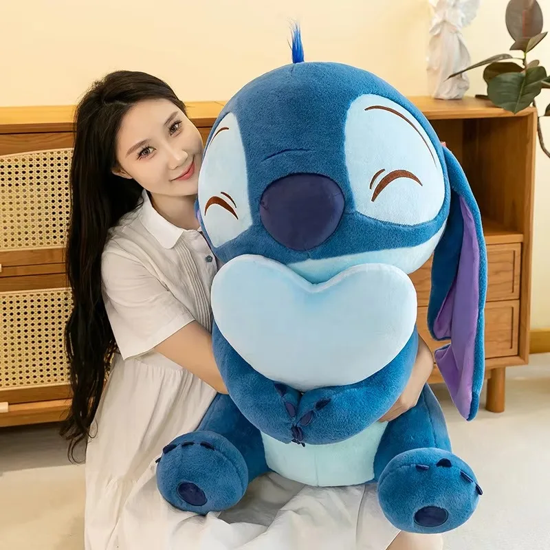 80cm Large Big Size Disney Lilo& Stitch Hug Series Anime Plush Stuffed Doll Room Plushies Pillow Ornaments Children Holiday Gift