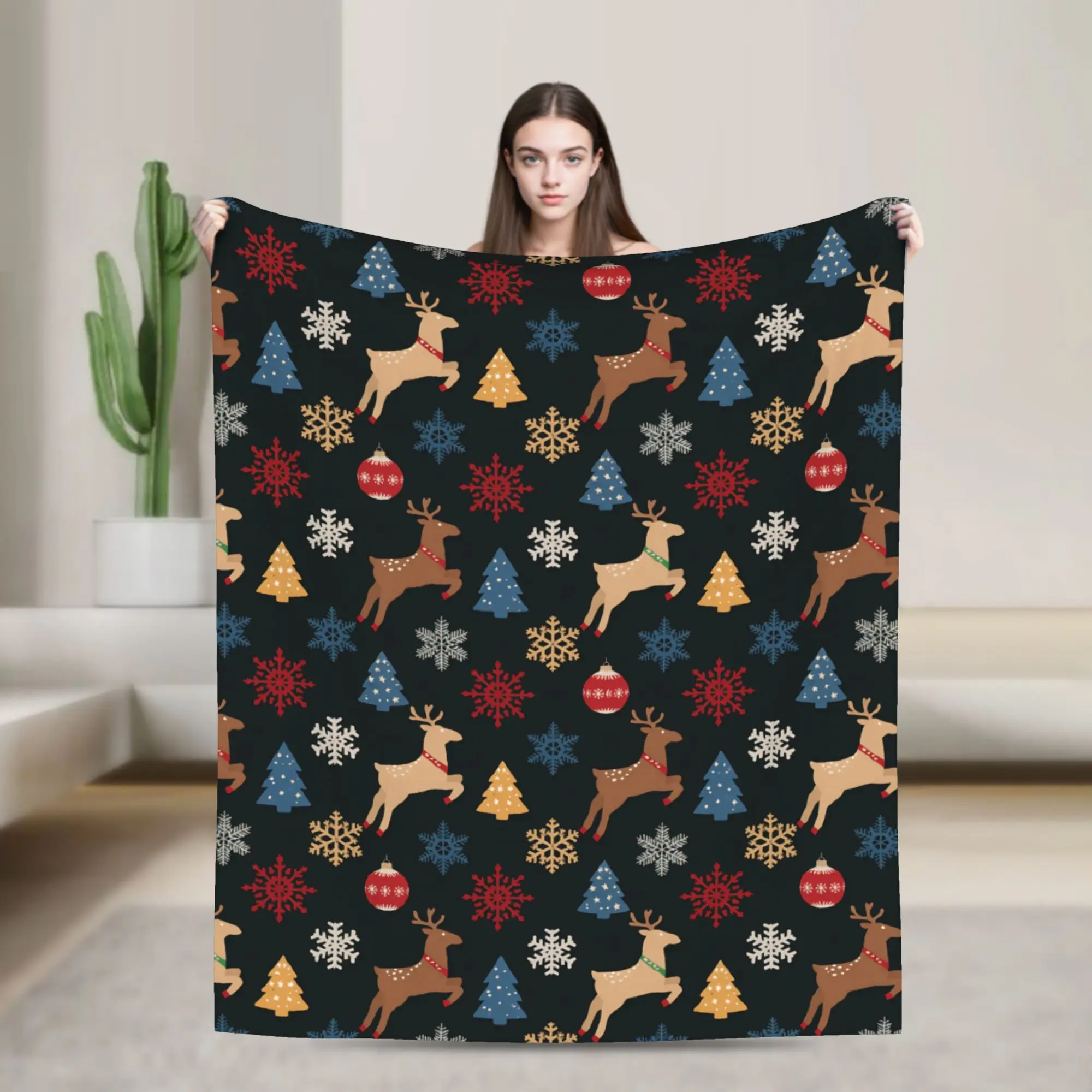 Stylish Christmas xmas Santa Claus Blanket Super Soft Flannel  Relax Throw Blankets Machine Washable