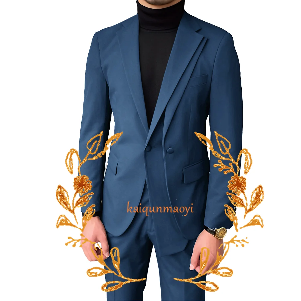 2024 New Design Men's Elegant Suit 2 Piece Set Fashion Blazer Pants Outfit Wedding Groom Tuxedo Party Jacket