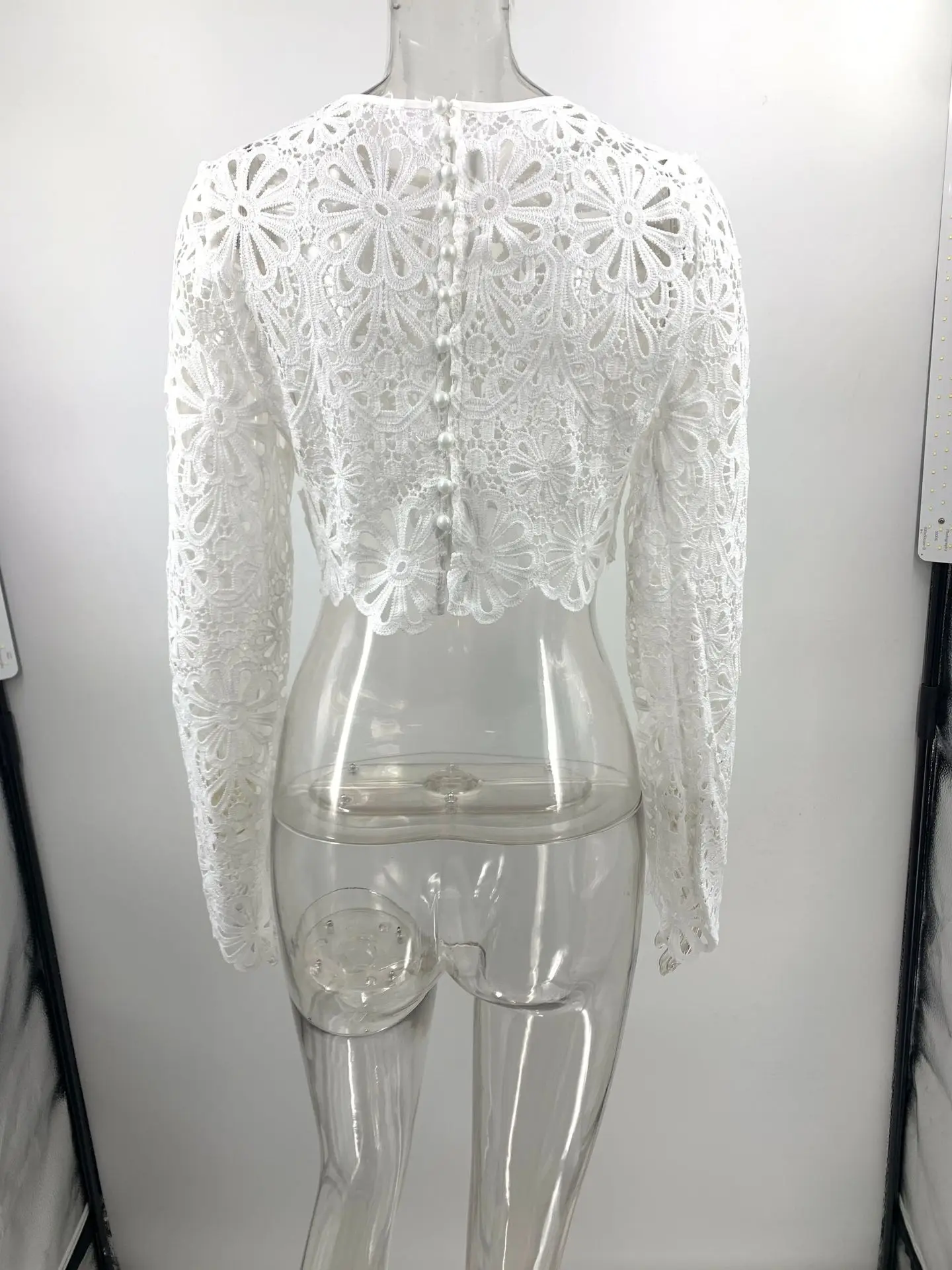 Weiß Elegante Stickerei Aushöhlen Strand Kleider Set Sexy Durchsichtig Crop Tops Lange Röcke Frauen Sets Sommer Frauen Outfits – Detail 3
