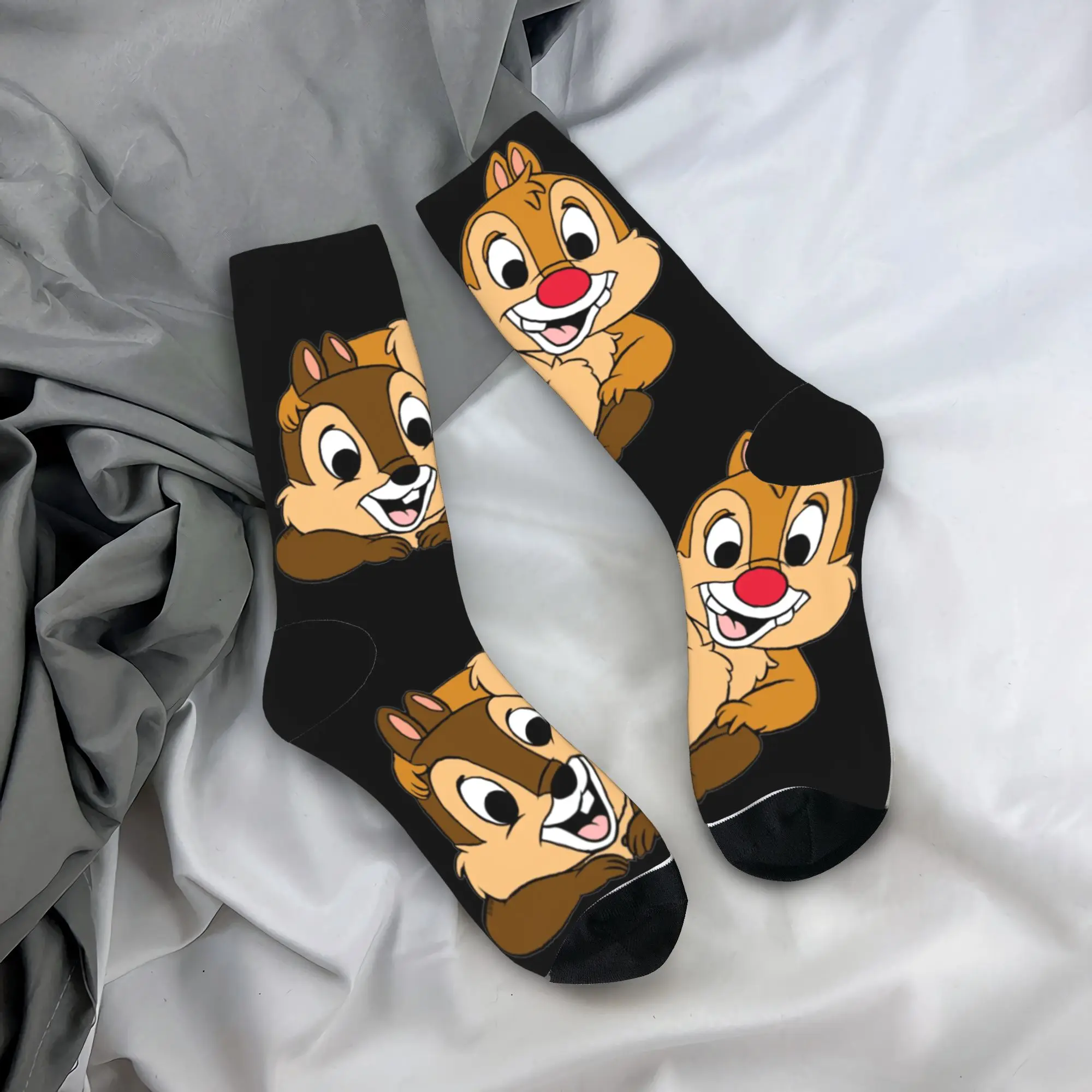 Chips 'n' Dales Socks Cartoon Squirrel Anti-Slip Stockings Unisex Men Breathable Running Sports Socks Autumn Gothic Custom Socks