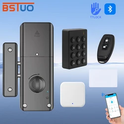 TTLOCK App Smart IC Card Lock Wooden Door No-drill Electronic Lock Compatible with G2 Gateway,Remote Control Key,Wireless Keypad