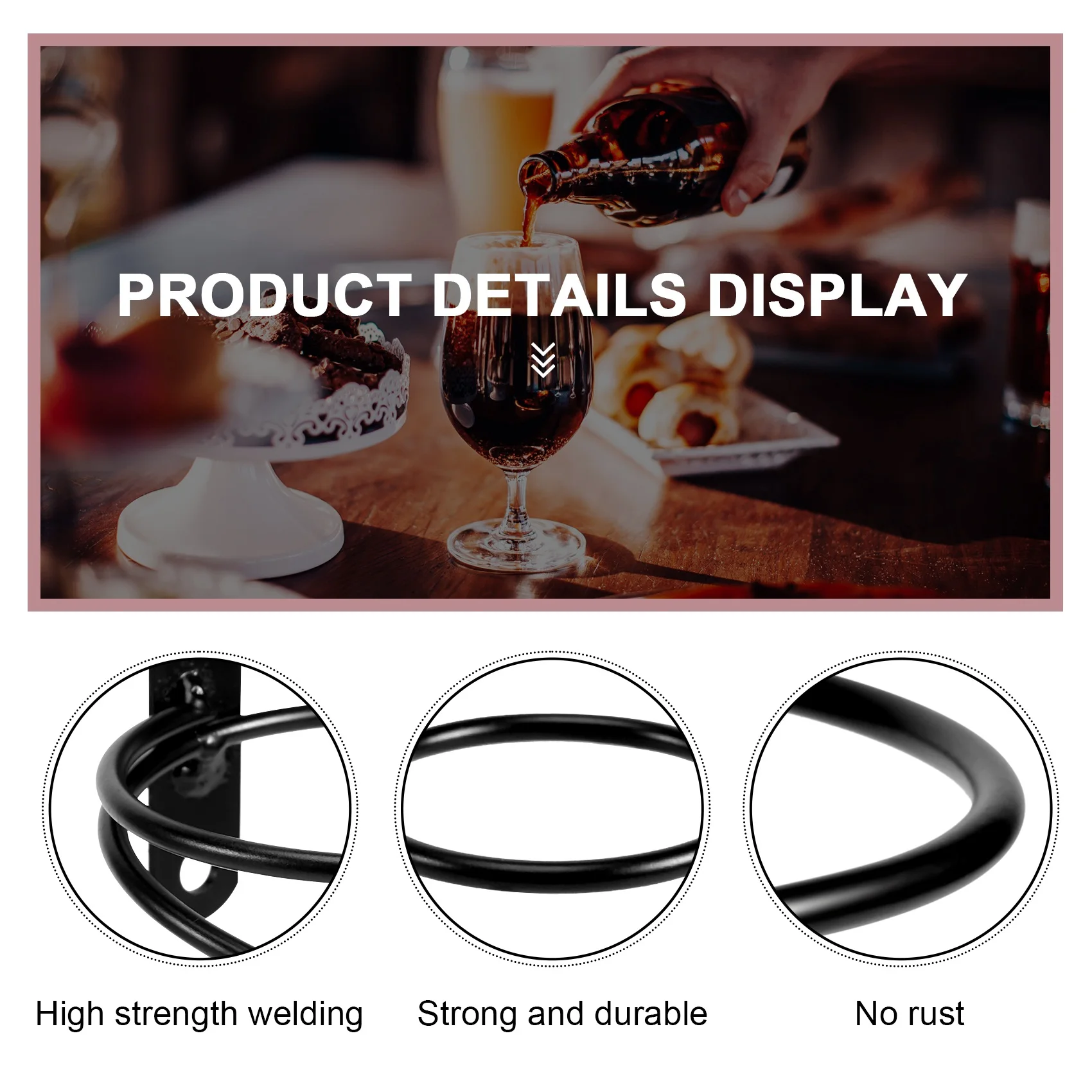 벽걸이 와인 랙 6 개 팩-레드 와인 병 디스플레이 거치대, 나사 포함, 금속 걸이 와인 랙 정리함