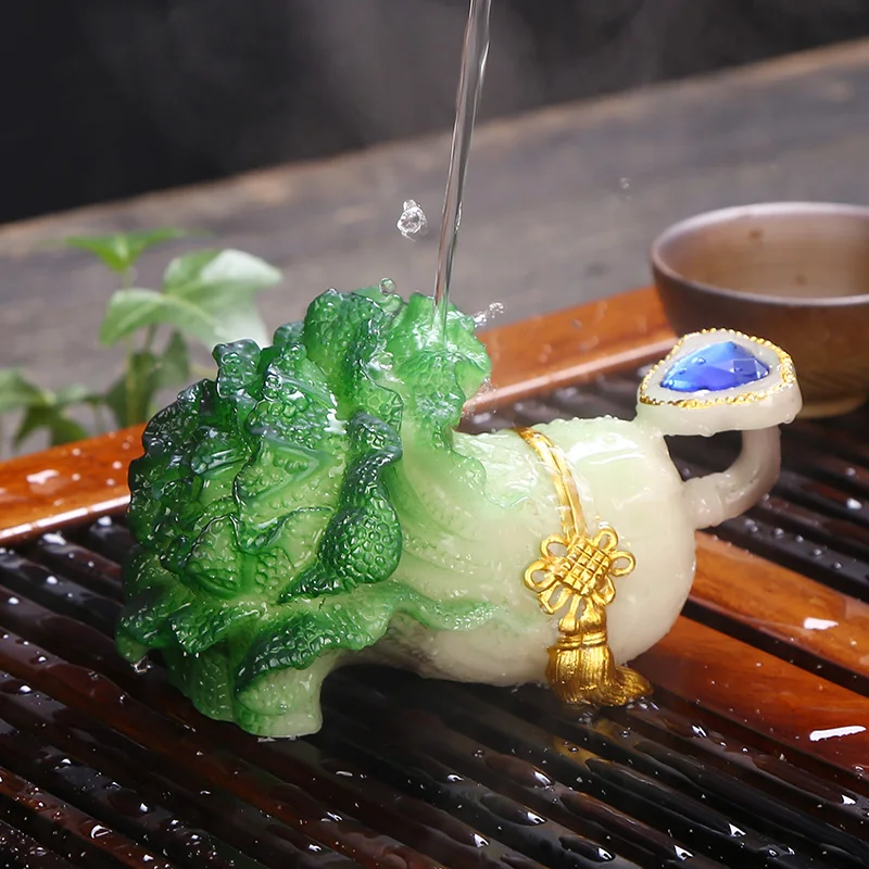 

Color changing tea pet boutique ornaments, small cabbage insect tray, tea table, set accessories
