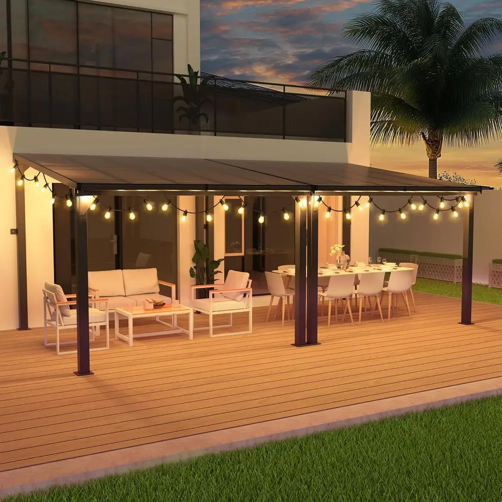 

10x20 Outdoor Hardtop Pergola with Thickened Pillars and Enlarged Base, UV-Resistant Polyethylene Roof for Patio and Deck