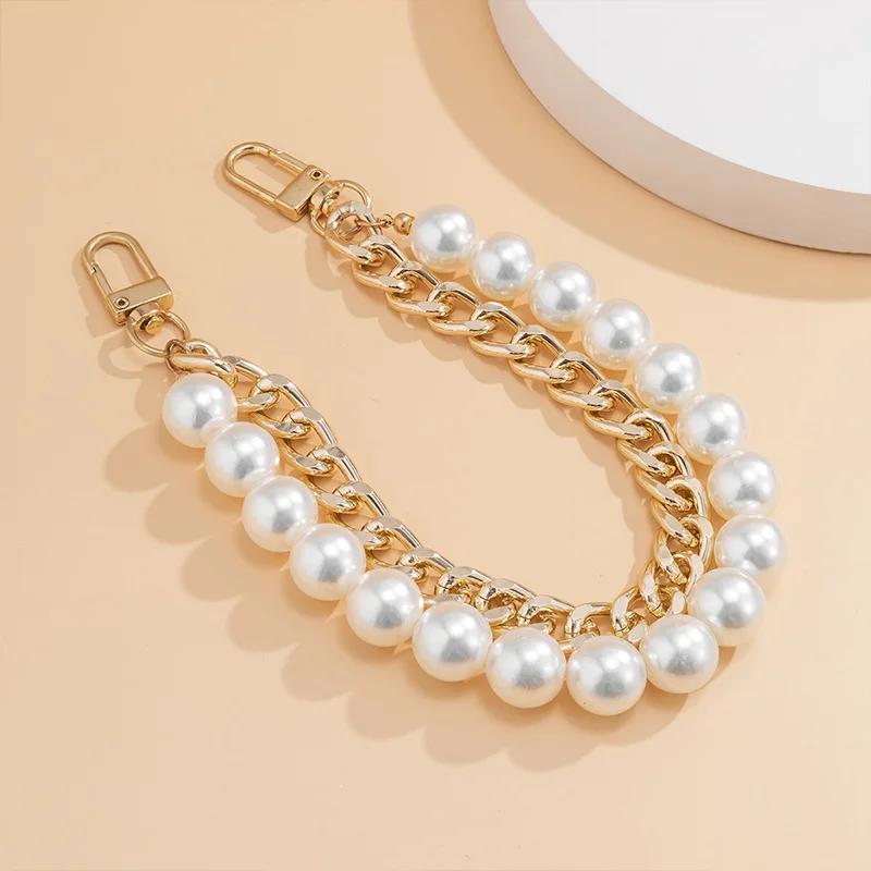 

24cm Pearls Chain Strap For Handbag Fashion Accessories For Handbags Handles For Handbag Imitation Pearl Bag Chain Metal Chains