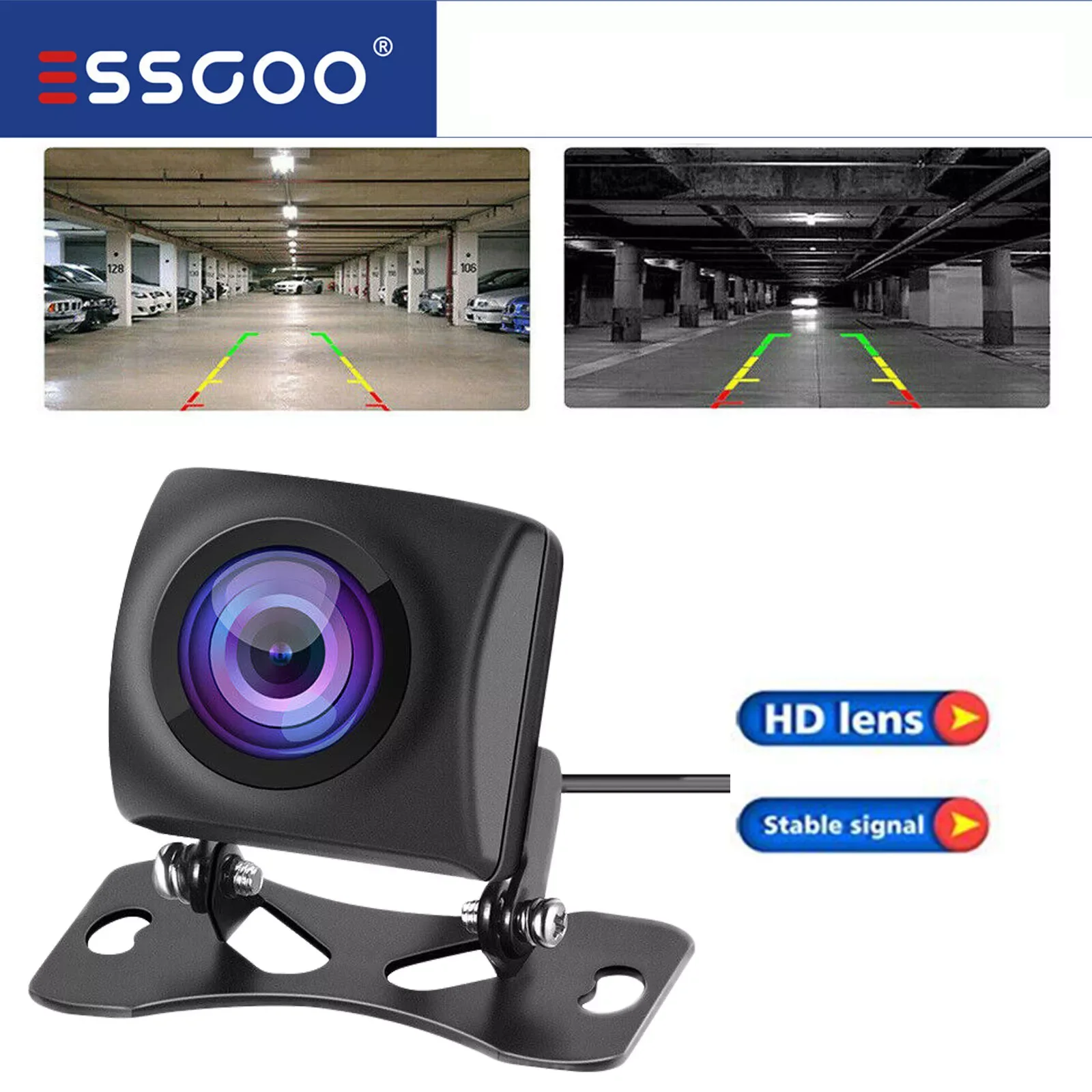 ESSGOO Universal Car AHD Rear View Camera 120° Degree Wide View IP68 Waterproof Night Vision Car Backup Parking Reverse Camera