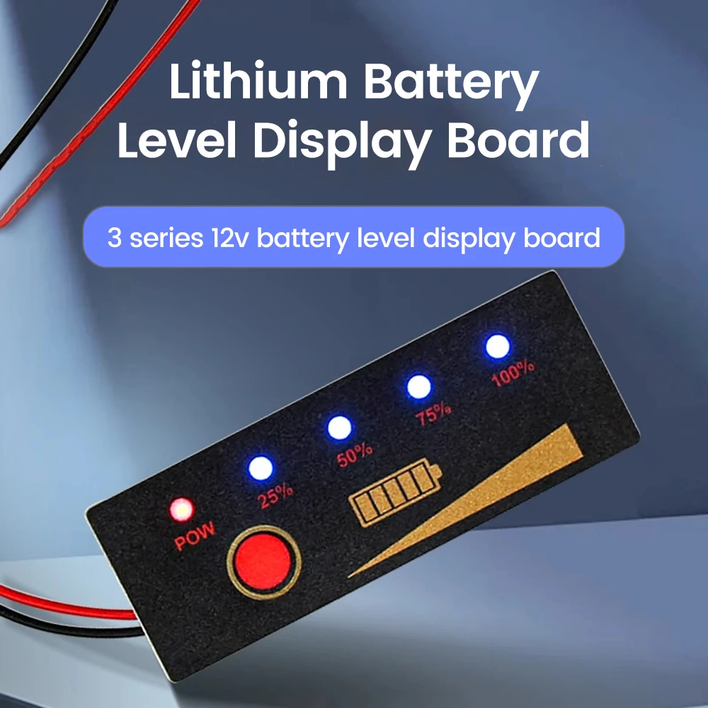 3S 12V Lithium Battery Power Indicator Waterproof Panel Power Indicator Reverse Connection Protection Suitable for DIY