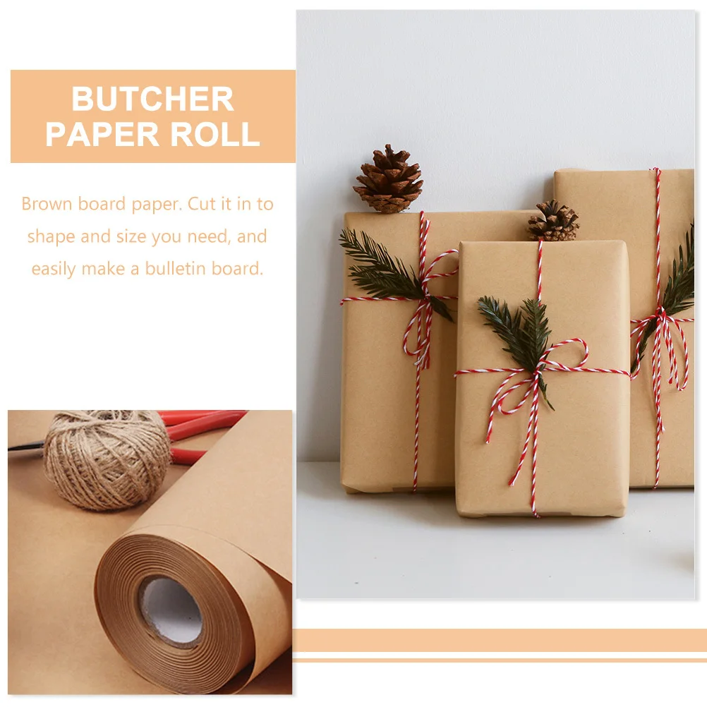1 Roll Brown Kraft Paper Roll 50M Craft Wrapping Paper For Gift Packing Flower Bouquet Diy Oil Painting Scrapbooking Decorative