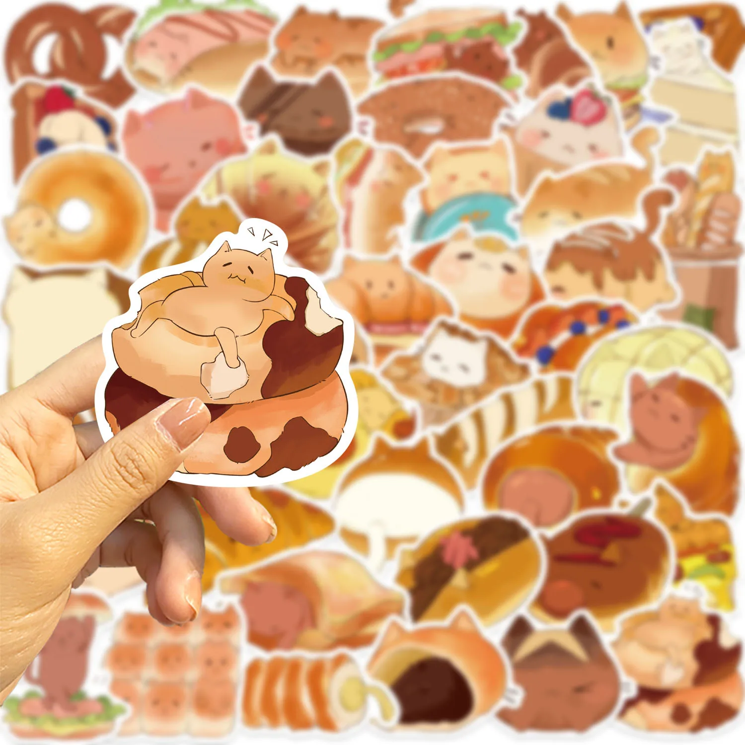 50 قطعة القطط الخبز الحلوى الكرتون الكتابة على الجدران ملصقات الهاتف الغيتار المحمول دفتر حقيبة زجاجات مياه ملصق مضاد للمياه الشارات #2