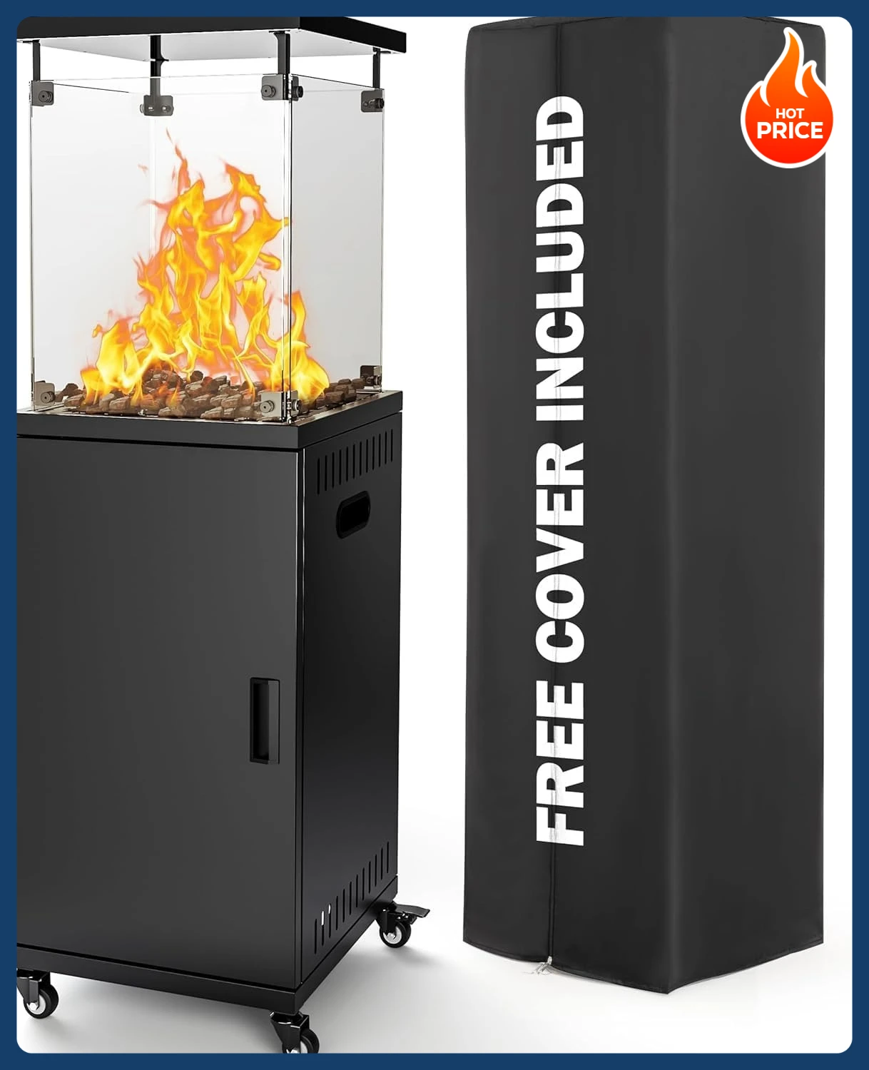 

[Limited Time Offer!]41,000 BTU Propane Patio Heater with Wheels & Cover,CSA Certified Outdoor Heater with Lockable Wheels for B