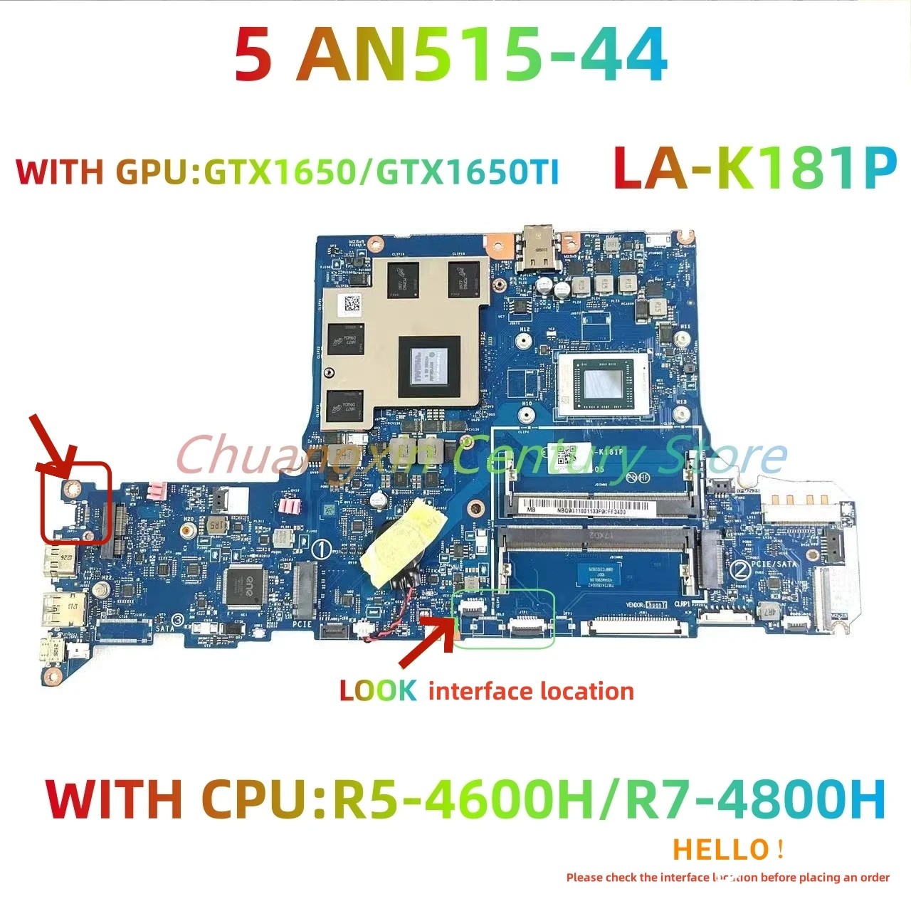 

LA-K181P motherboard is suitable for Acer Nitro 5 AN515-44 laptop with R5 R7 CPU GTX1650/1650TI GPU 100% test ok shipment