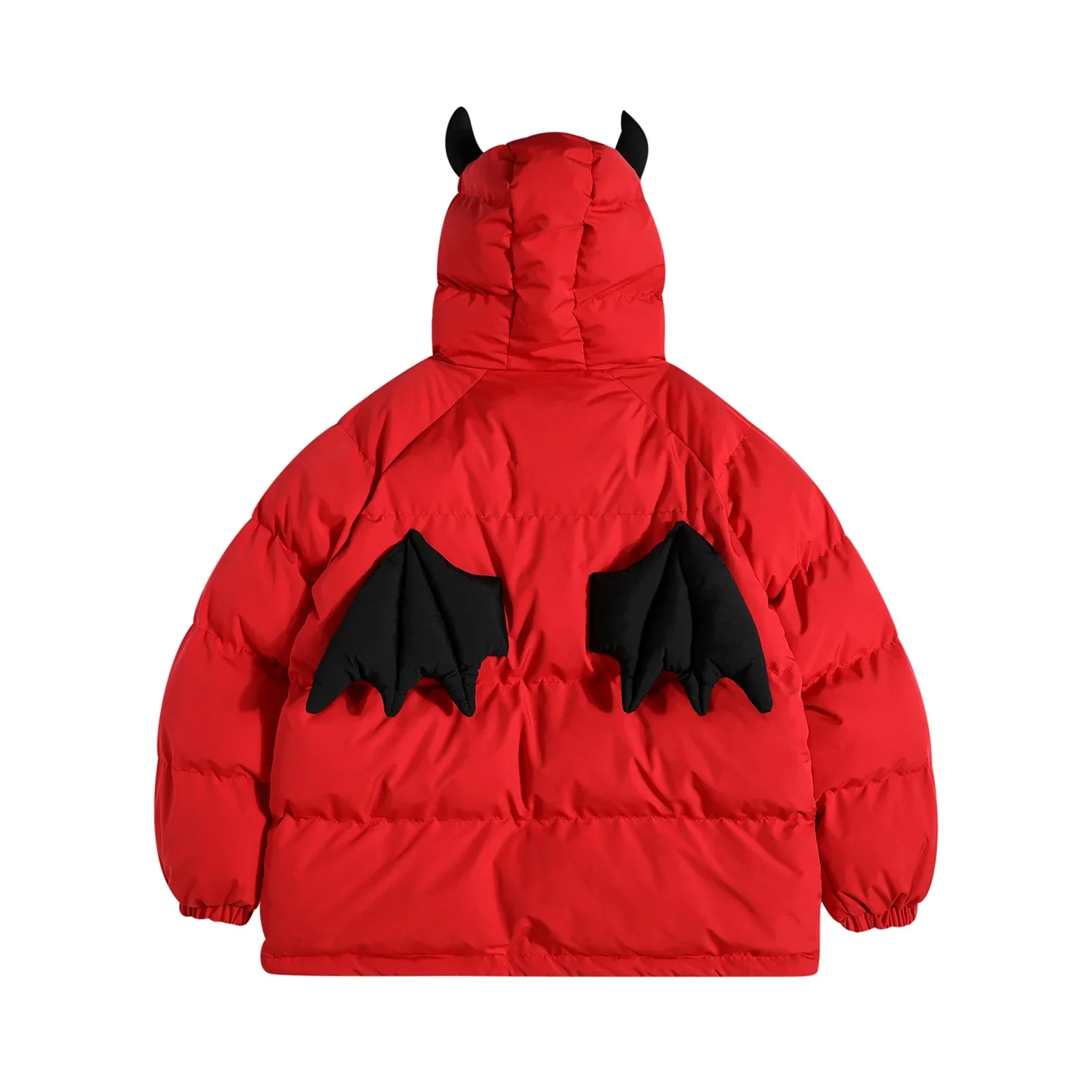 2024 Winter Funny Devil Horns Parkas Jackets for Men Women Hip Hop Streetwear Thick Warm Padded Coat Puffer Jacket Couple Unisex