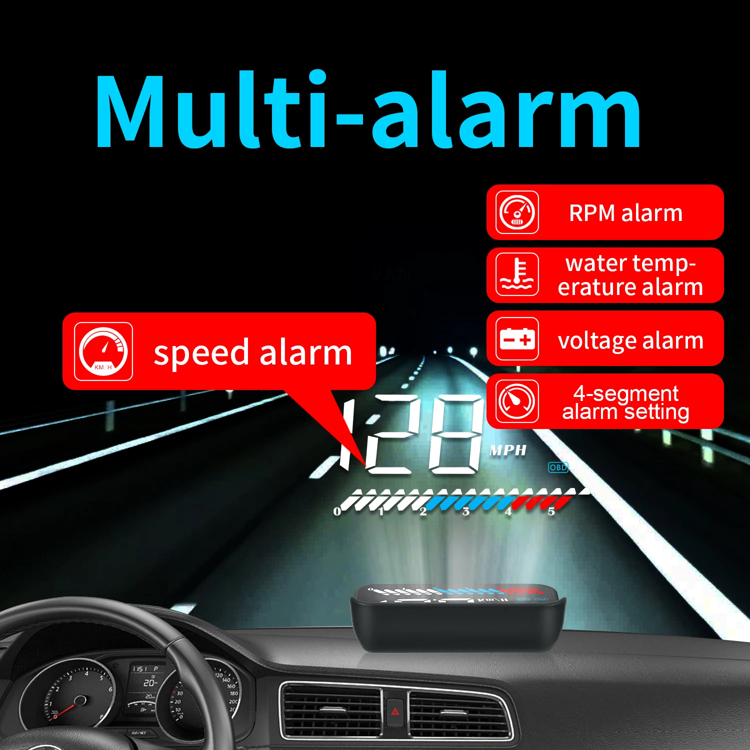 M7 Auto HUD OBD2 GPS Car Head Up Display Speedometer Overspeed Speed Reminder Water Temperature Voltage Fault Fatigue Driving