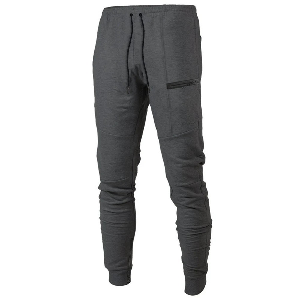 

Men's Gym Running Pants Cotton Casual Trousers Trackpants Zipper Pockets Athletic Sportswear Jogging Sportpants Fitness Clothes