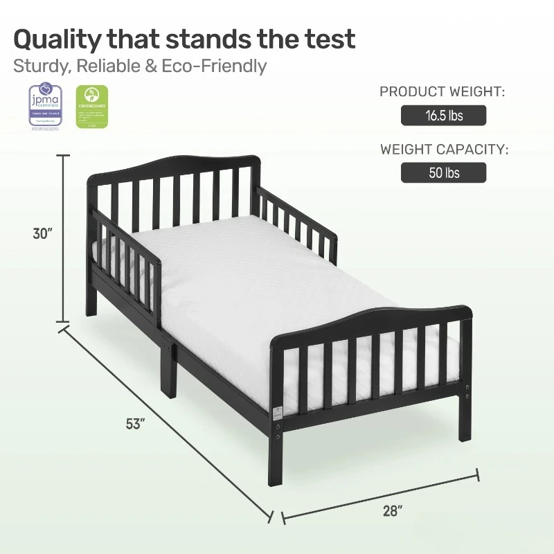 Letto per bambini dal design classico, nero