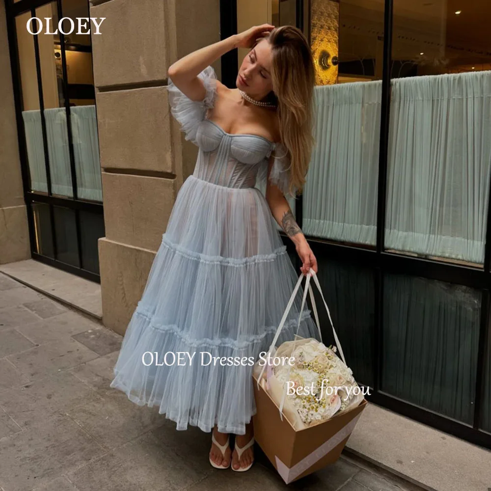 

OLOEY A-line Tulle Prom Gown Sweetheart Collar Off the Shoulder Elegant Evening Patrty Dresses Custom Made vestidos de fiesta