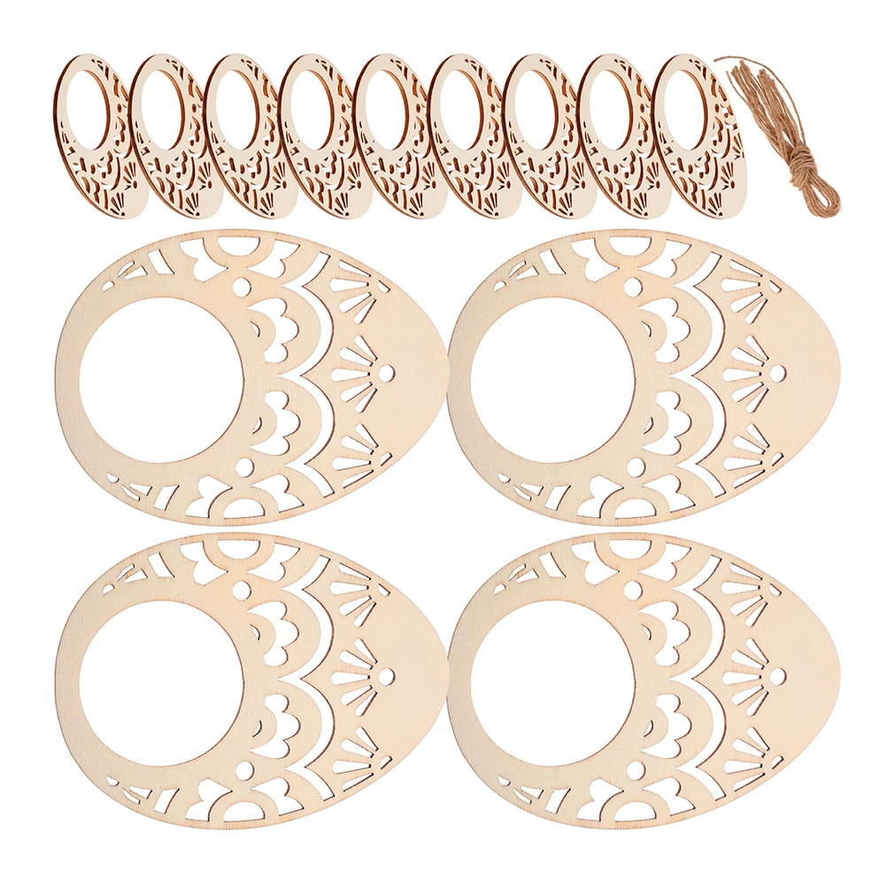 

30pcs Hollow Egg Rings Smooth Wood Napkin Holders Easter Decor DIY Craft Supplies Tableware Accessories Home Textile