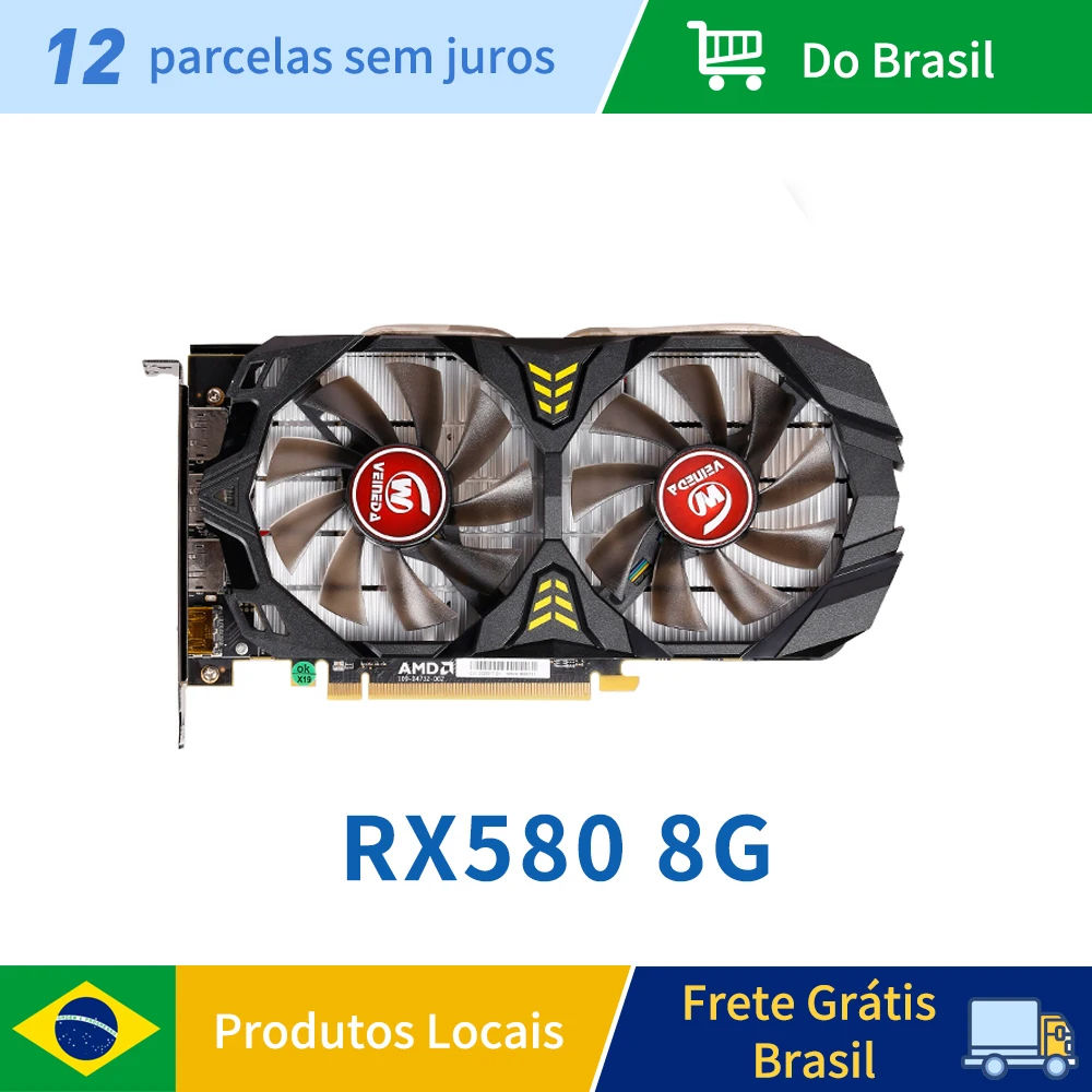 VEINEDA Graphics Card RX580 8GB PC Gaming GDDR5 256Bit PCI Express 3.0 ×16 GPU Computer Video Card placa de video