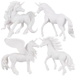 4 Pcs Coloring White Embryo and Crafts for Kids Unicorn Toy Girls Water Table Painting Toys DIY Mold Ceramics Kit