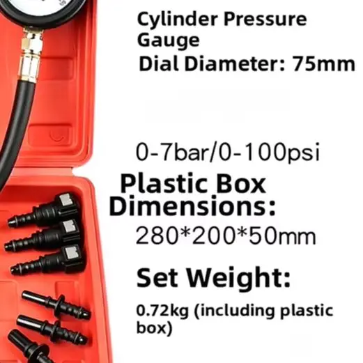 /Professional /Gas /Pressure Gauge Kit 0-7bar 0-100psi Quick Cylinder Testing Tool For Motorcycle Car Engine Fuel Injection Diag