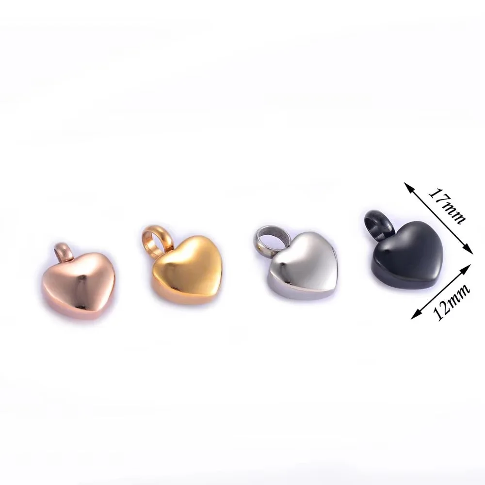 10Pcs/lot Small Heart Urn Pendant Charms for DIY Making Memorial Ashes Necklace Stainless Steel Jewelry Keepsake No Chain