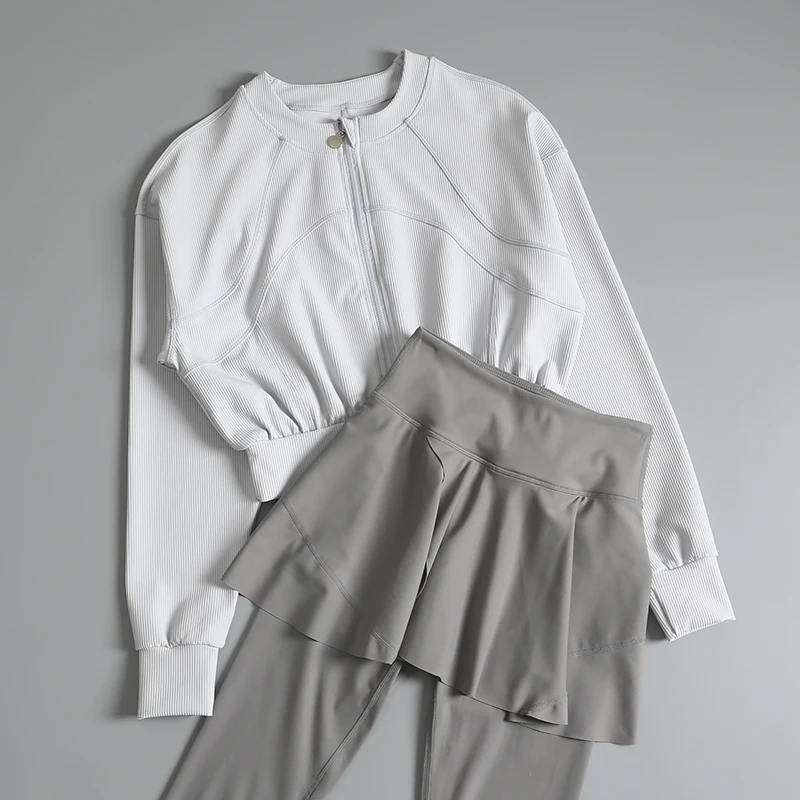 Traje deportivo de manga larga para mujer, otoño e invierno, de gama alta, delgado y delgado, informal, de nicho, Pilates, yoga, deportes para correr