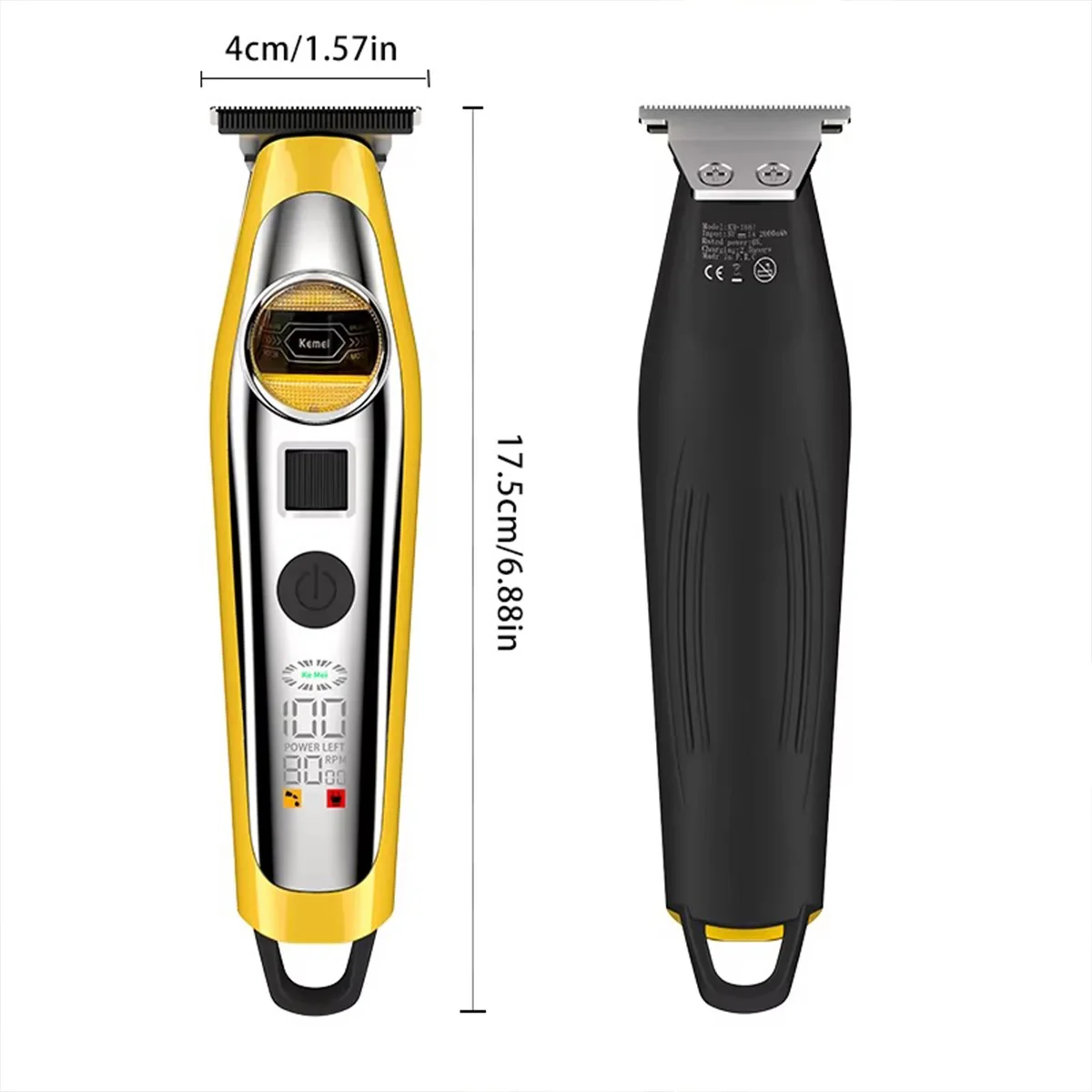 

Kemei KM-1861 Hair Trimmer for Men External Rotor Brushless Motor LED Display Full Metal Professional Hair Cutting Hair Clipper