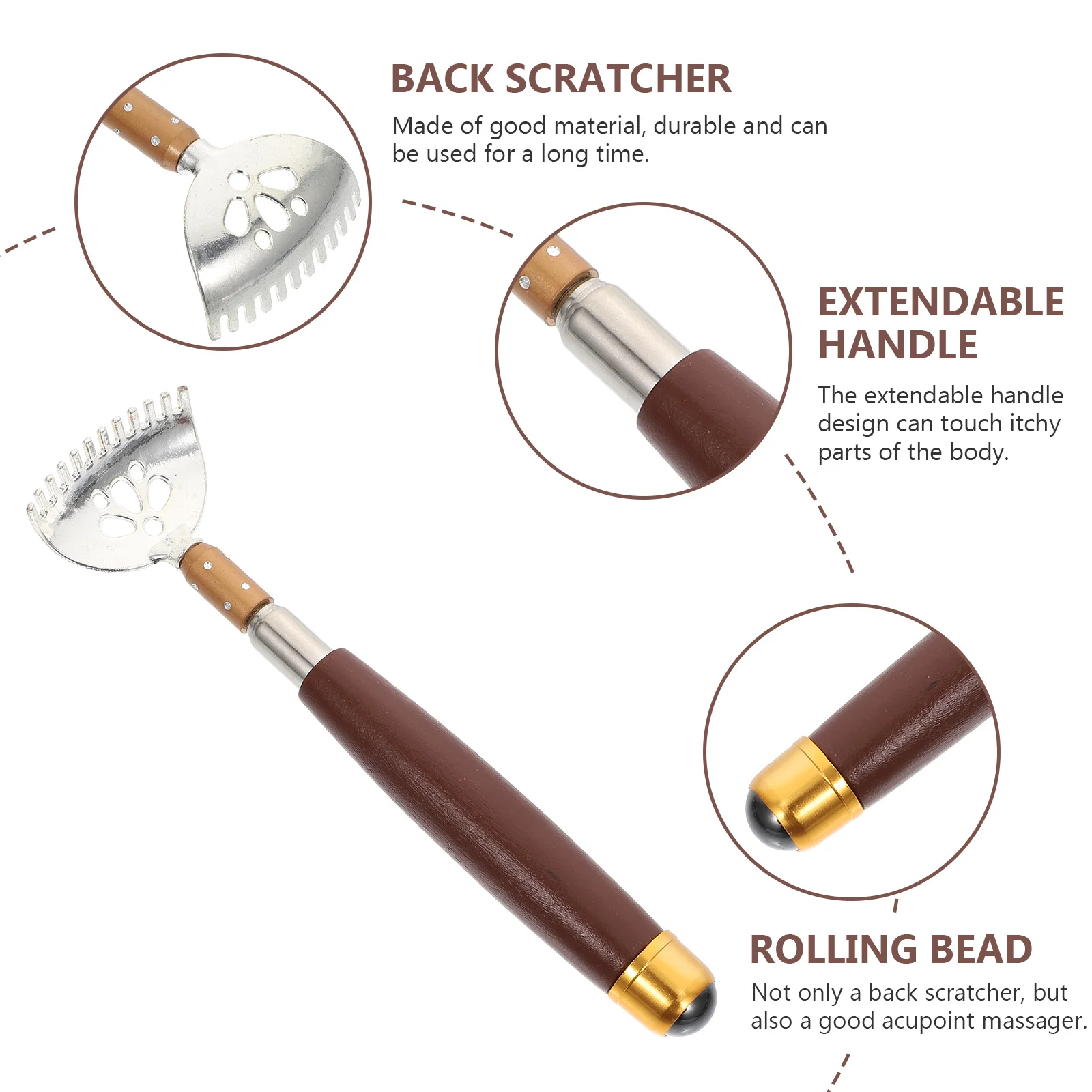

Скребок для спины, телескопический массажер для спины, выдвижной инструмент для царапин из нержавеющей стали, портативная массажная палочка для акупунктурных точек