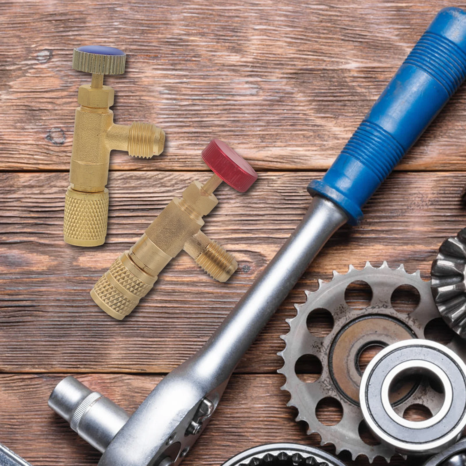 

Car Air Conditioning Connector 2 Pieces Golden Filler Adapter R410 Refrigerant Coupling Valves Ergonomic Design