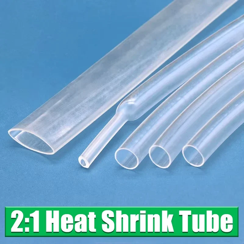 1 Meter Clear Dia 1 2 3 4 5 6 7 8 9 10 12 14 16 20 25 30 40 50 mm Heat Shrink Tube 2:1 Polyolefin Thermal Cable Sleeve Insulated