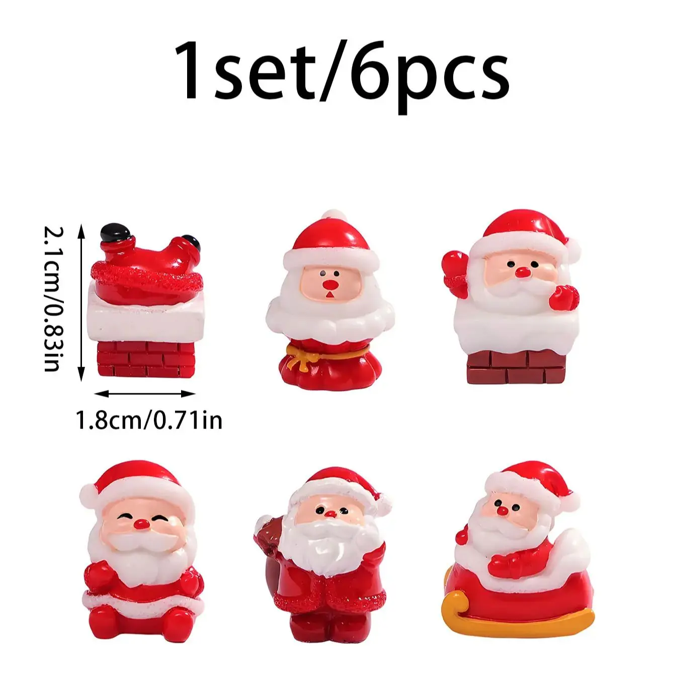 6 قطع صغيرة سانتا كلوز الحلي الحمراء زينة عيد الميلاد DIY بها بنفسك الجنية حديقة بوعاء النبات عطلة هدية #6