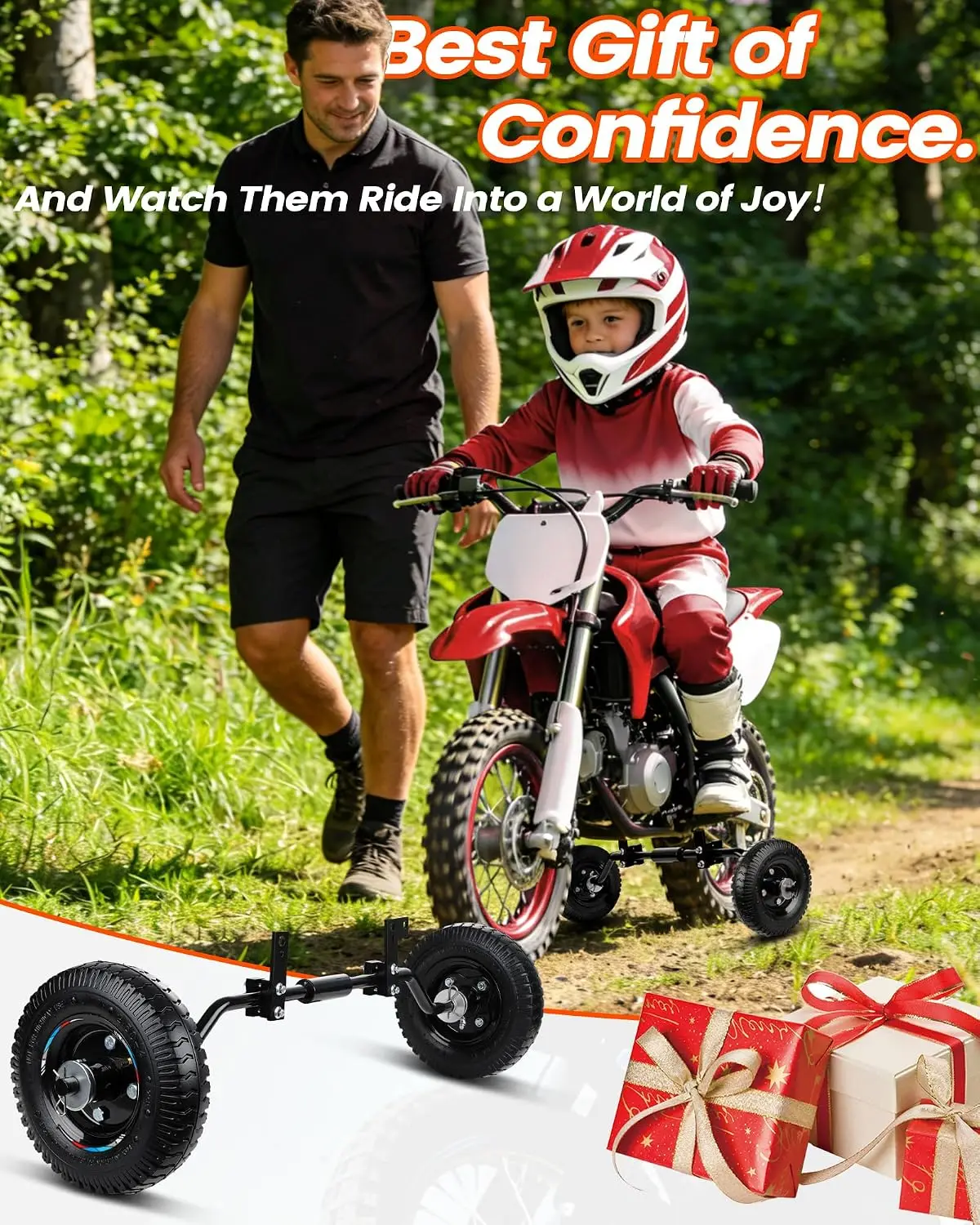 Dirt Bike Training Wheels For 49cc 50cc Universal For Razor MX125 MX350 MX400 For Yamaha PW50 TTR50 CRF50 XR50 Z50 Z50R Dirt Mini Bike Height Adjustable Sturdy Durable Heavy-Duty Build Iron view 5