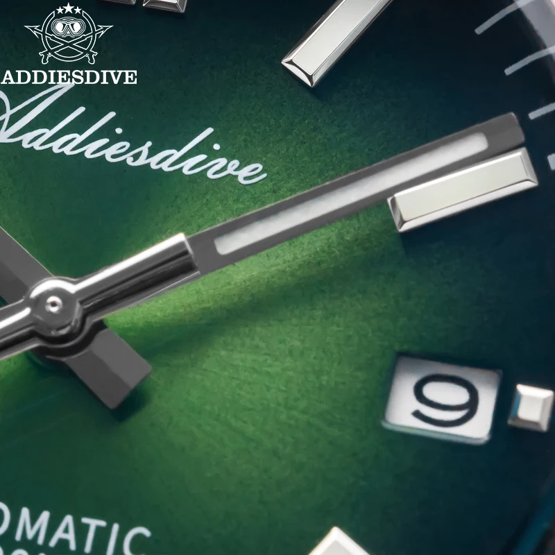 ADDIESDIVE 39 mm automatische mechanische Uhr Sunburst Zifferblatt Saphirglas 100 m Tauchen 316L Edelstahl Herrenuhr