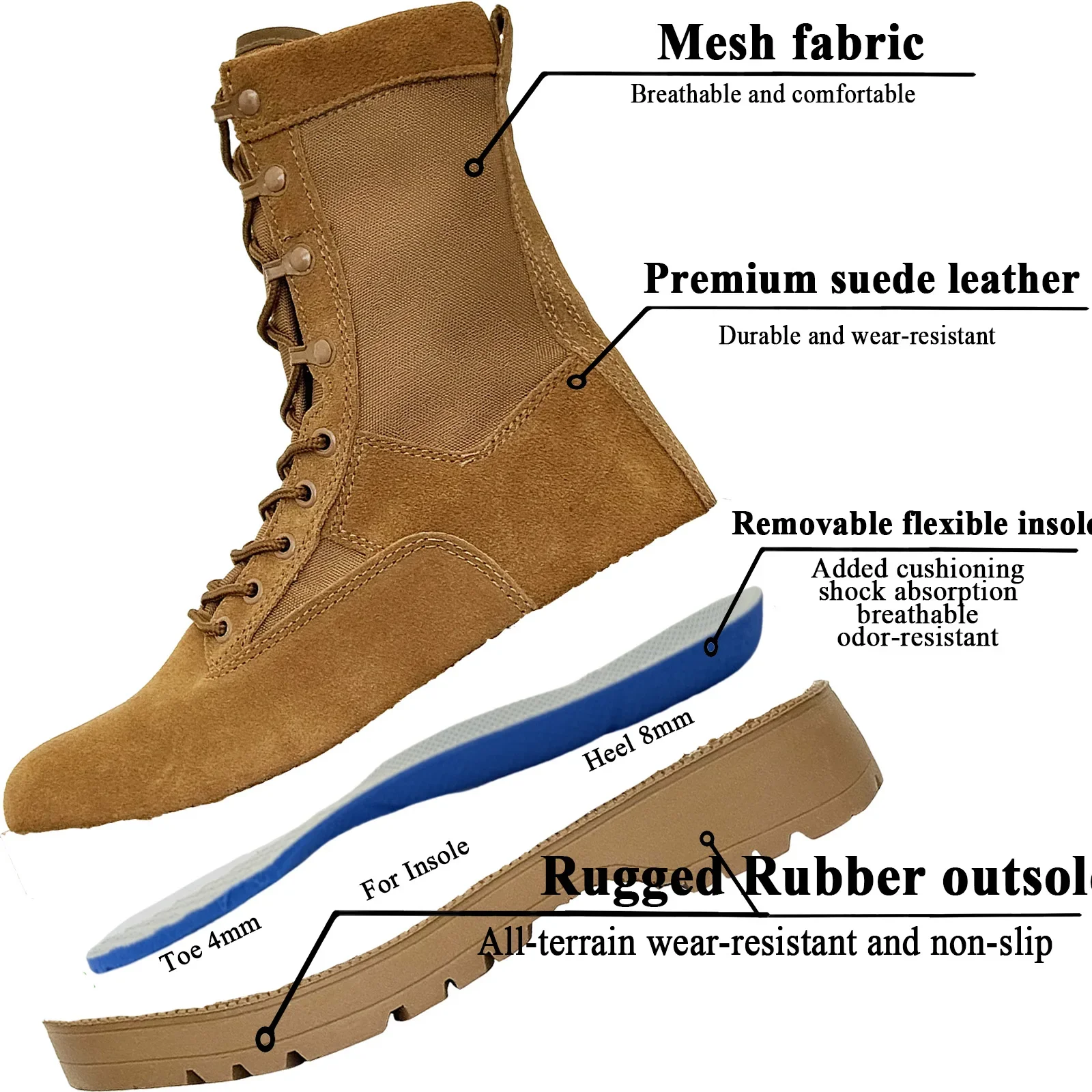 LAHORS® Man Combat Tactical Boots Waterproof Outdoor Hiking Shoes Desert Army Boots Breathable Male Ankle Boots
