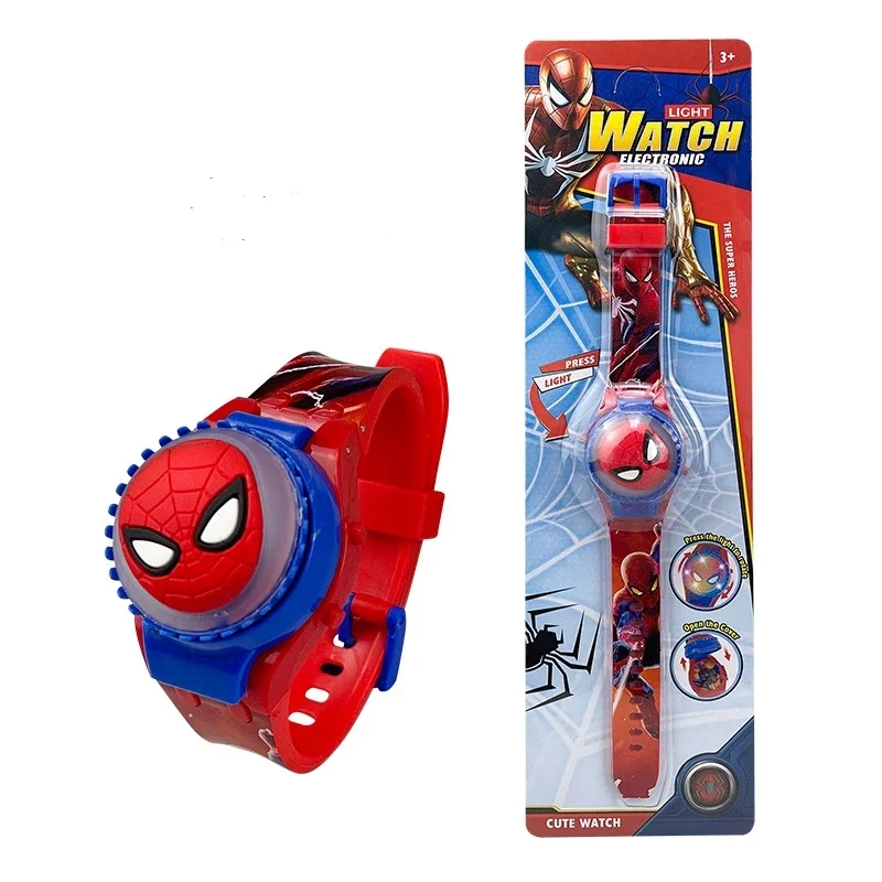 New Spiderman Kids Watches For Boys Cartoon Hello Kitty Children Rotate Watch with Flash Light Sanrio Girls Toys Clock Gifts