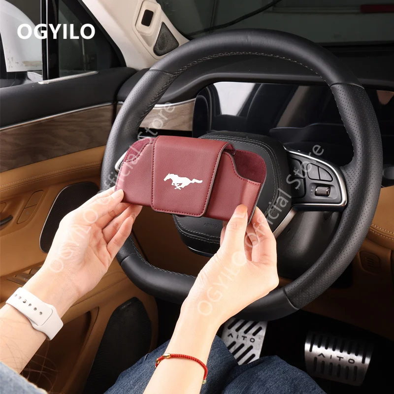 For Ford Mustang Car Sunglasses Case Glasses Holder Clip Card Ticket Holder Universal Multi-Function Accessories Storag