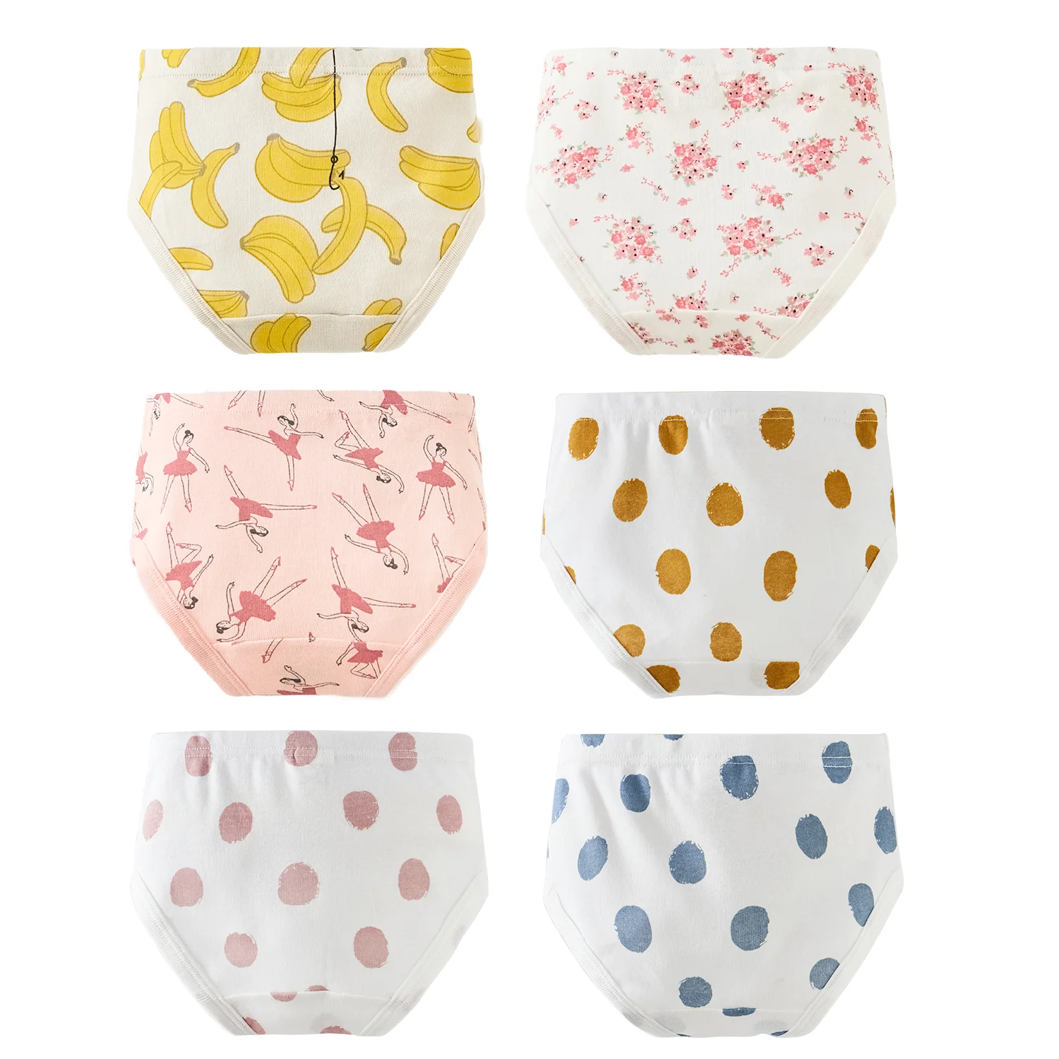 6pcs/bag kid girl underwear 100%cotton colorful with soft material