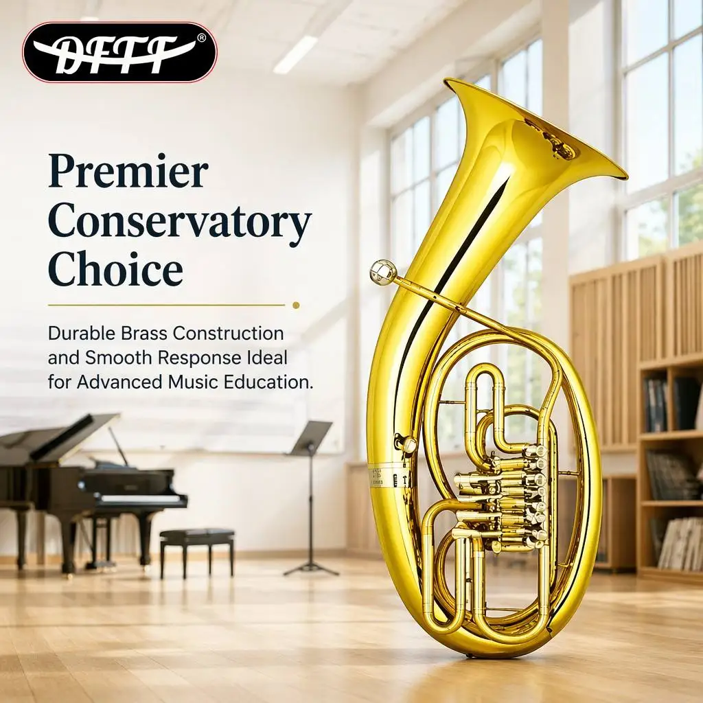 Brass Instruments 4 Key Rotary Valves Gold Lacquer Finish Brass Body BB Tone Baritone Horn Professional Wind Instrument