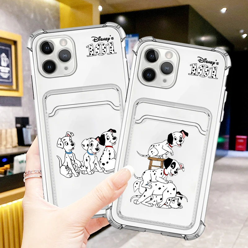 101 Dalmatians Disney Cartoon For iPhone 15 14 13 12 11 XS XR X 8 7 Pro Max Plus Mini Photo Card Bag Transparent Cover