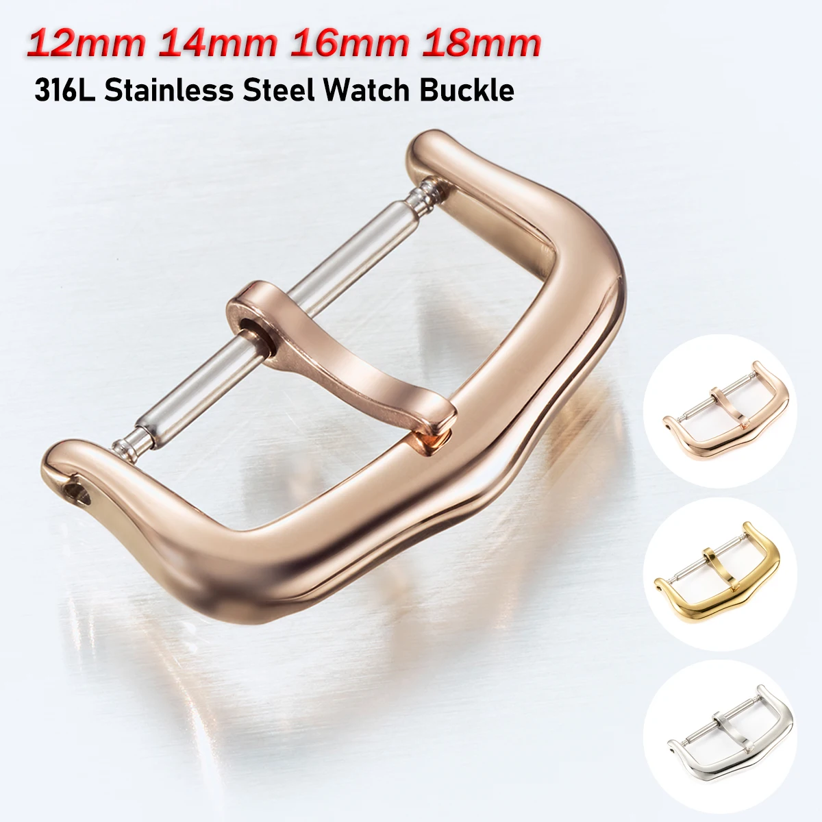 12mm 14mm 16mm 18mm 316L Edelstahl Uhrenschnalle für Cartier Uhr Ersatzverschluss Gold Silber Rose Uhrenzubehör