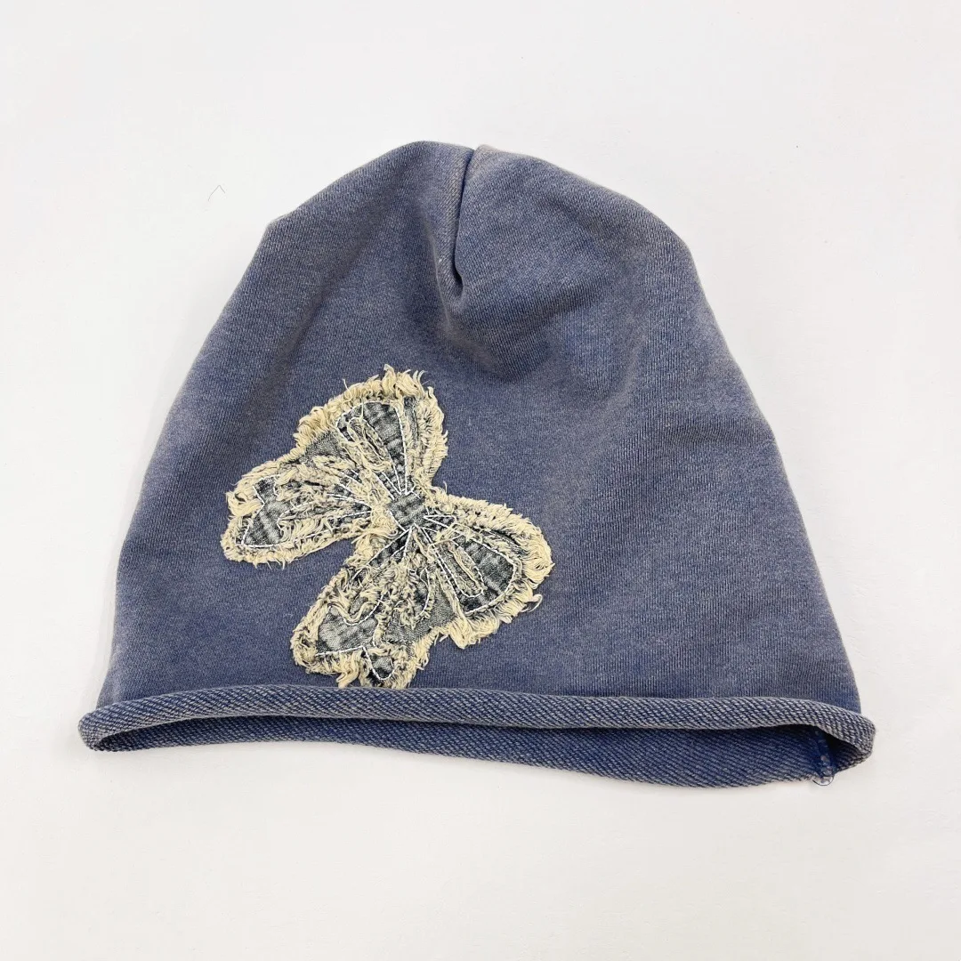 

‌ Женская черная ленивая шапка с вышивкой бабочки, большая повязка на голову, зимние шапки для женщин, новинка