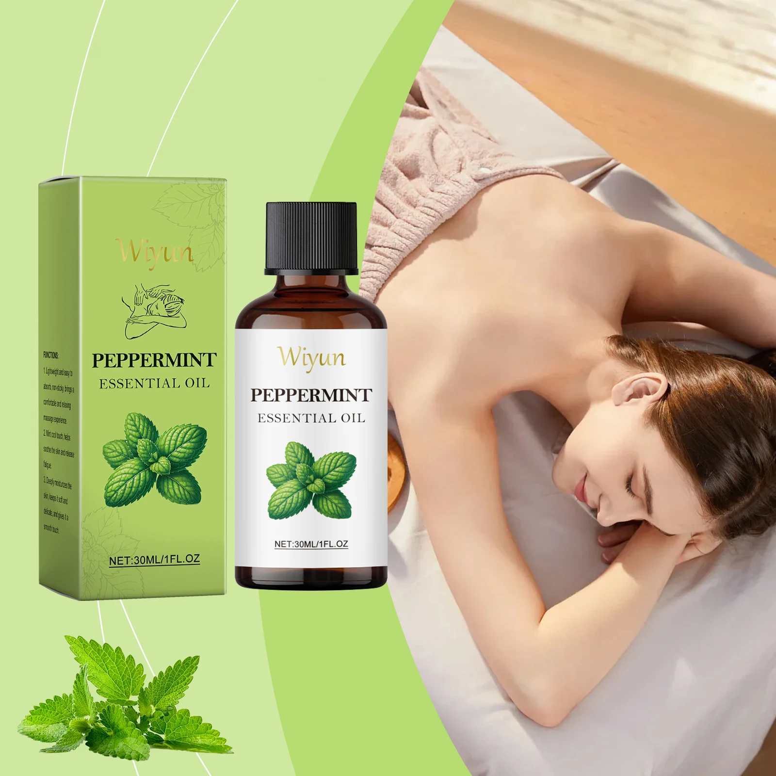 Multi functional massage essential oil Peppermint Body Massage Oil Moisturizing Skin Care, Lightweight Essential Oil