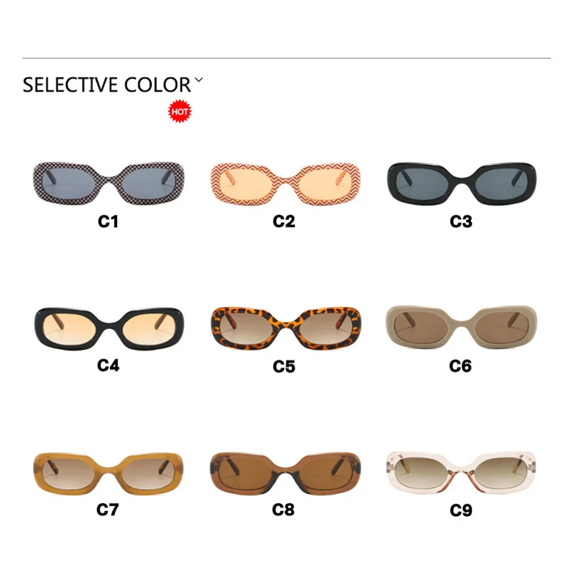 الحد الأدنى مربع النظارات الشمسية النساء الرجال Vintage الاتجاه العلامة التجارية نظارات شمسية الخروج تخفيف الذكور الإناث نظارات واقية UV400